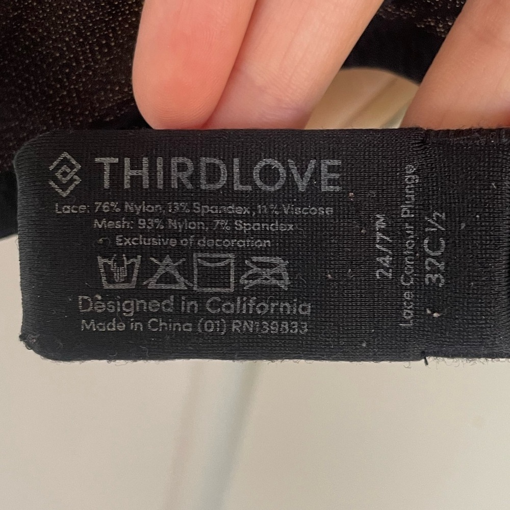 ThirdLove Black Lace Plunge Bra Sexy Cute Adjustable Straps Full Coverage NWOT - Picture 11 of 12